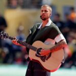 Justin Bieber used a specifically made left-handed Taylor Gold Label acoustic throughout the World Cup Ultimate halftime present GuitarContact